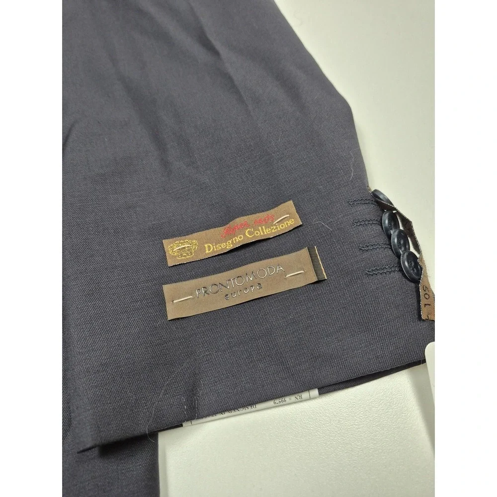 Prontomoda Suit Jacket Mens 50L Big Tall Navy Merino Wool Super 140s 2B NWT